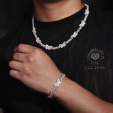 11mm Baguette Butterfly Necklace 925 Silver Moissanite Cuban Link Chain